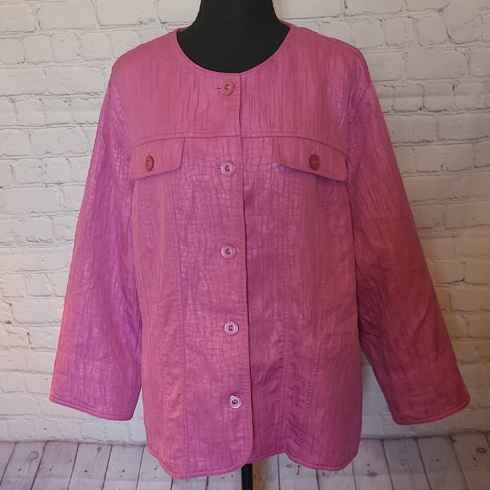 Alfred Dunner Lilac Purple Size 16W Jacket Blazer Full Button Up